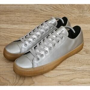 Converse Chuck Taylor Lowtop Sneakers Metallic Silver Shoes Mens 9 Womens 11